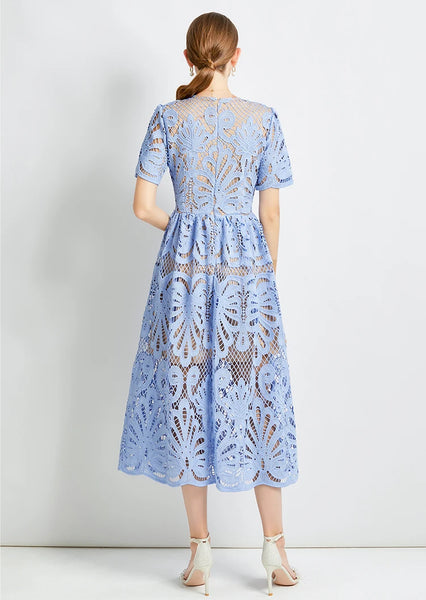 Designer Hollow Out Lace Dress
