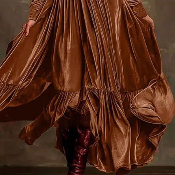 Retro Pleated Velvet Dress