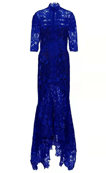 Hollow Blue Lace Dress