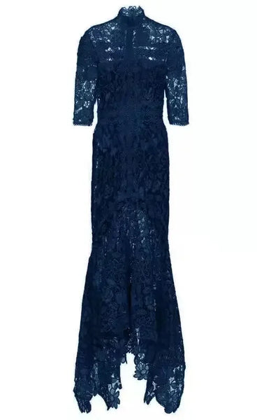 Hollow Blue Lace Dress