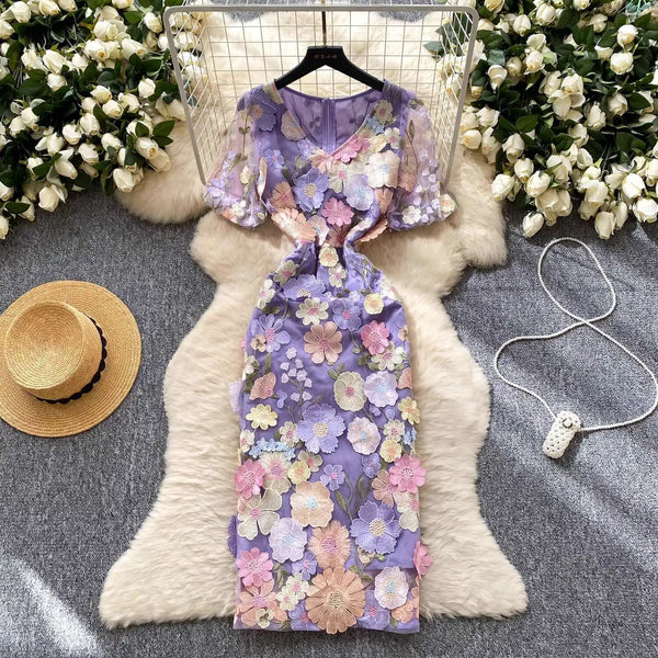 Embroidered Fishtail Dress