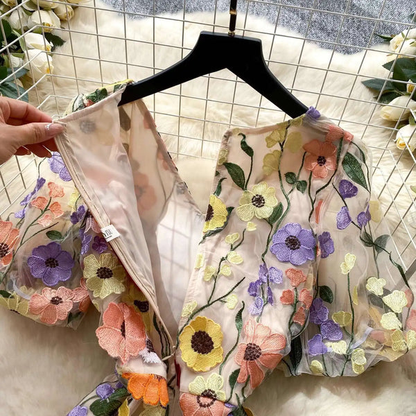Embroidered Fishtail Dress