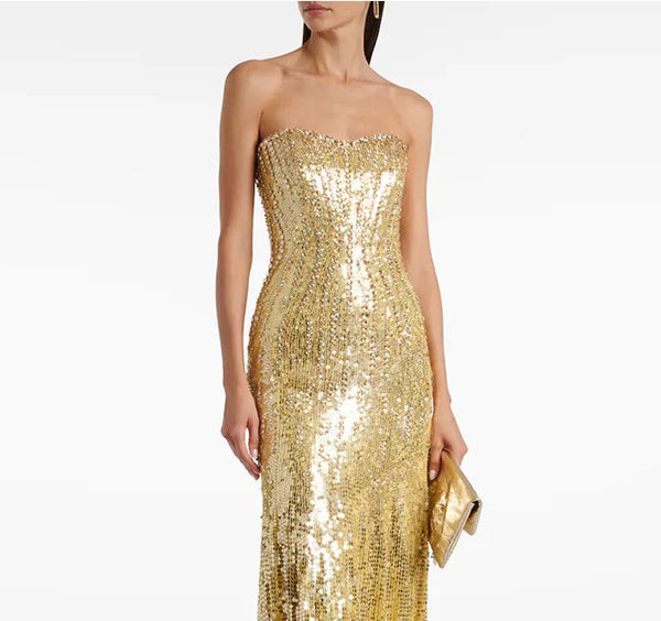 Glitter Golden Sequin Gown
