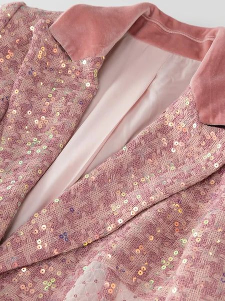 Pink Sequins Long Coat