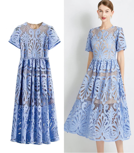 Designer Hollow Out Lace Dress