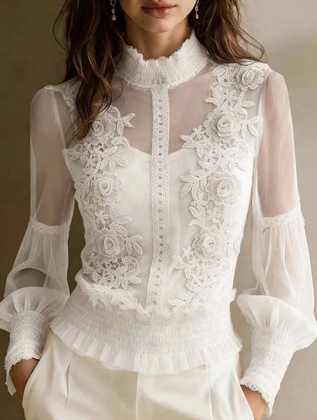 Lace Embroidered Sheer Top