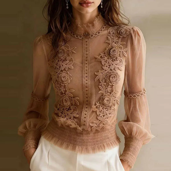 Lace Embroidered Sheer Top