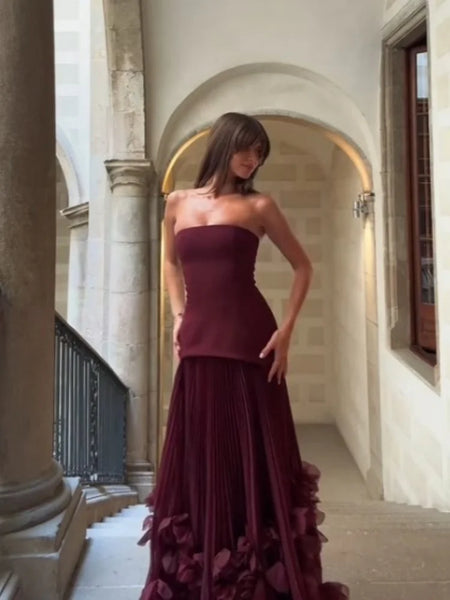 Burgundy Corset Maxi Dress
