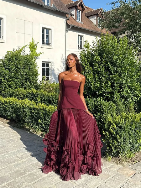 Burgundy Corset Maxi Dress