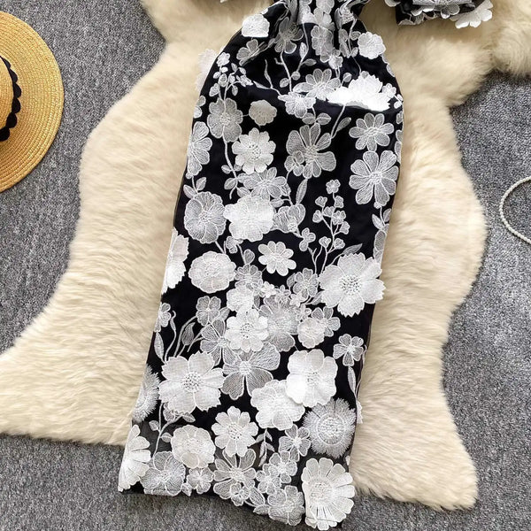 Embroidered Fishtail Dress