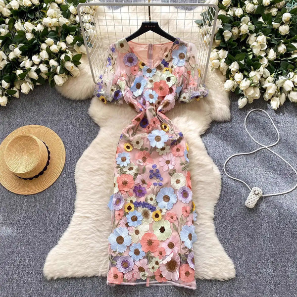 Embroidered Fishtail Dress