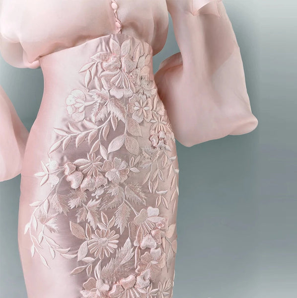 Mermaid Embroidery Bow Celebrity Gown