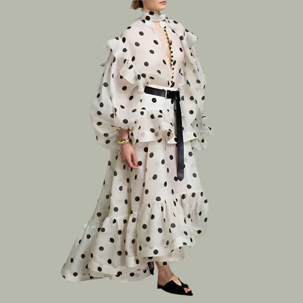 Sheer Polka Skirt Top Set