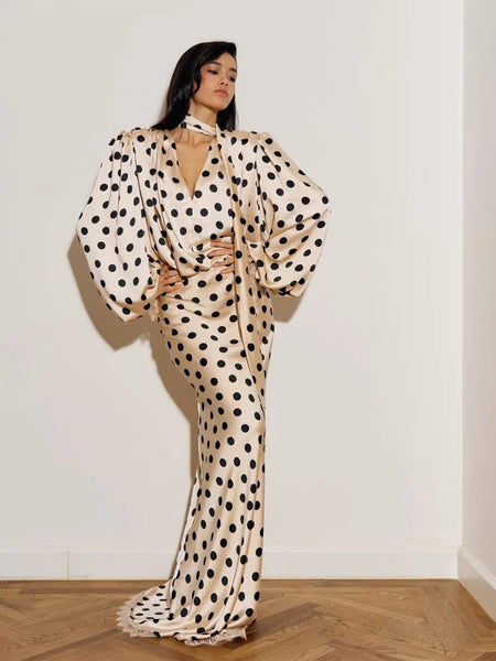 Elegant Polka Dot Shirt Skirt Set