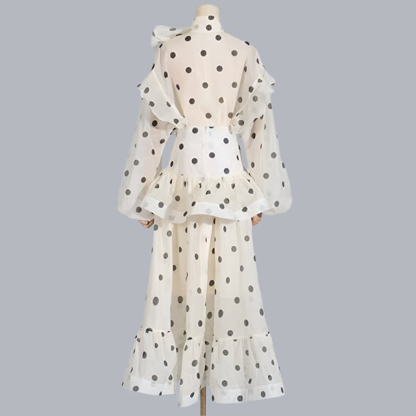 Sheer Polka Skirt Top Set