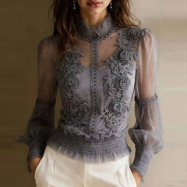 Lace Embroidered Sheer Top