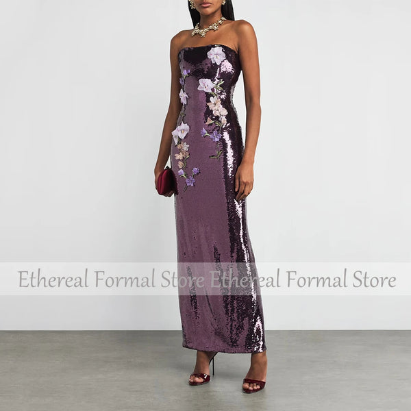 Glitter Purple Sequin Evening Gown