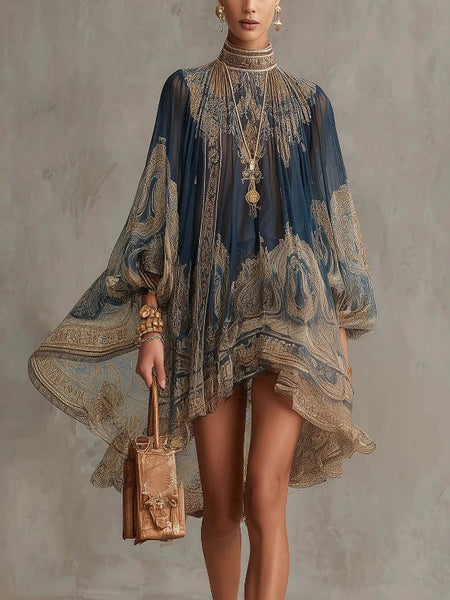 Turtleneck Chiffon Dress