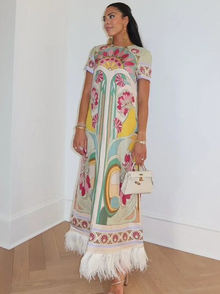 Art Floral Print Tussle Dress