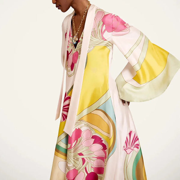 Floral Satin Long Dress