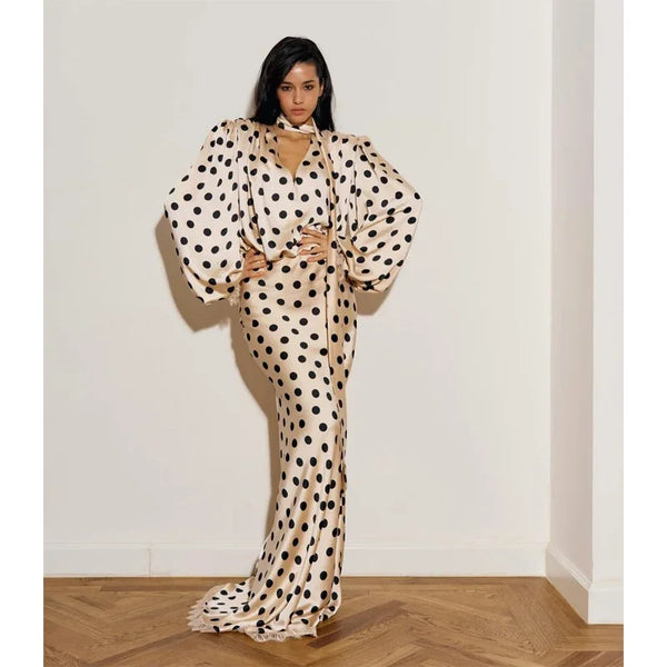 Elegant Polka Dot Shirt Skirt Set