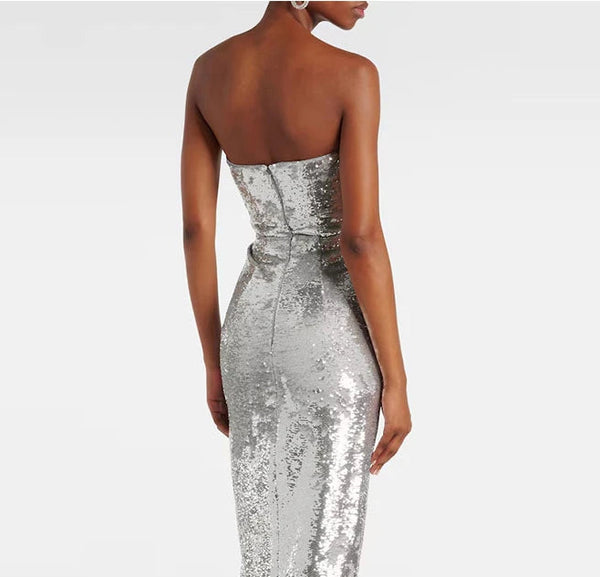 Sliver Sequin Evening Gown