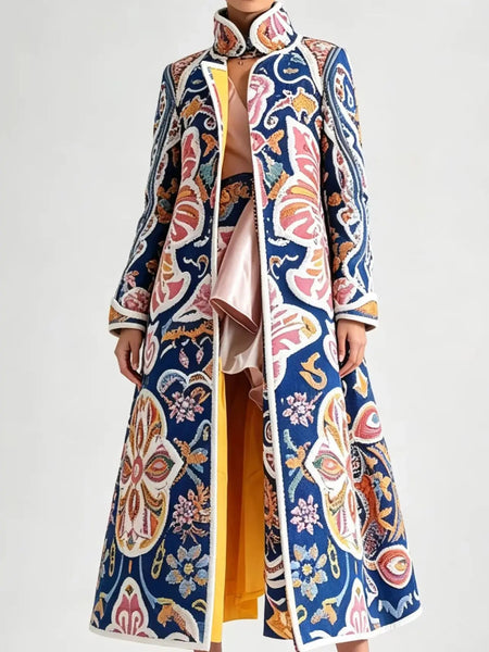 Boho Floral Trench Coat