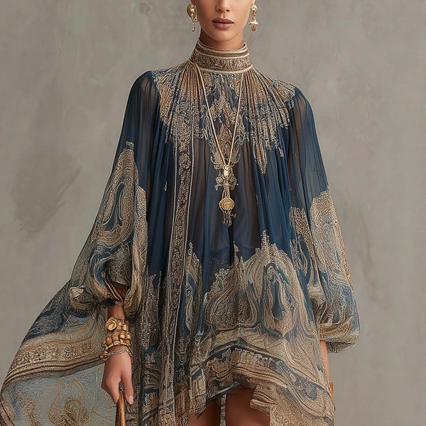 Turtleneck Chiffon Dress