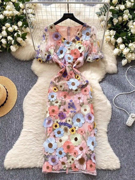 Embroidered Fishtail Dress