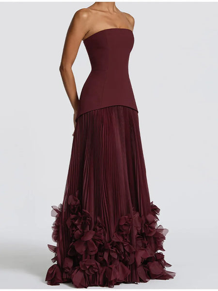 Burgundy Corset Maxi Dress