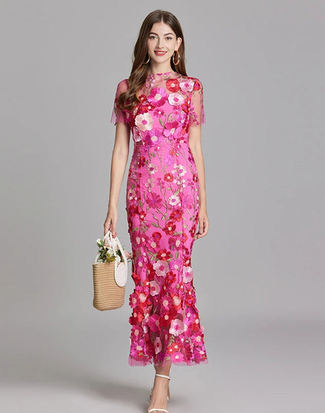 Embroidered Fishtail Dress