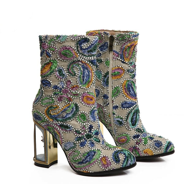 Adore Embroidered Ankle Boots