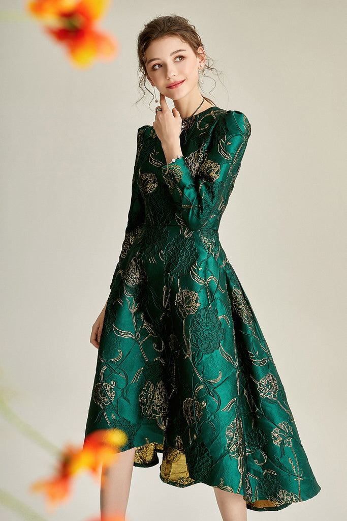 Designer Swan Jacquard Dress myhouseoffashion.com Designer Swan Jacquard Dress myhouseoffashion.com