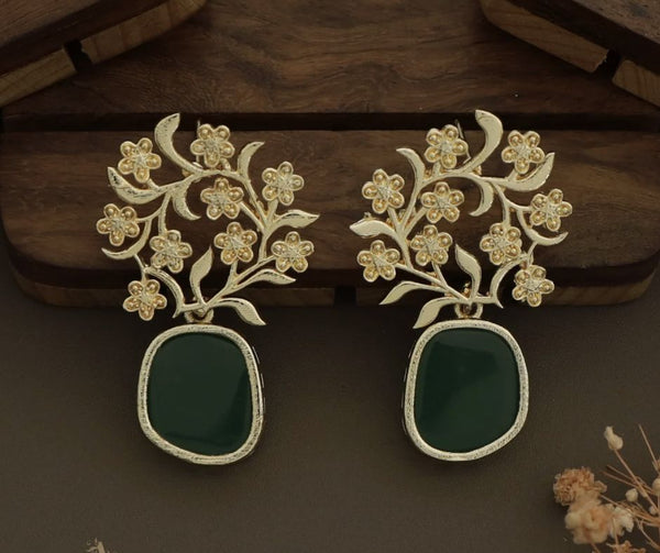 Cluster Flower Emerald Earrings
