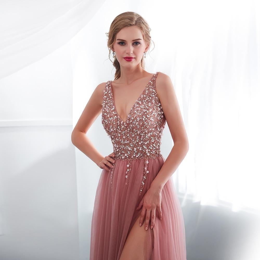 Peach Glamour Beaded Gown Peach Pink / 18W