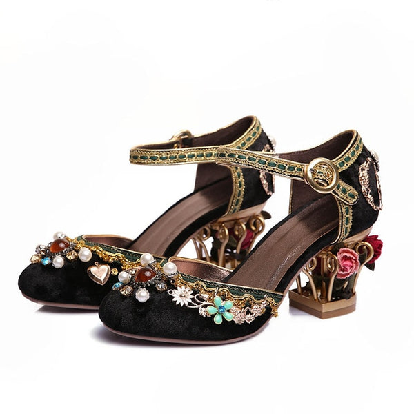 Pearl & Flower Mary Janes Pumps