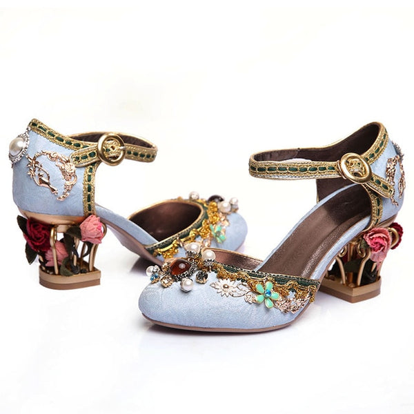 Pearl & Flower Mary Janes Pumps