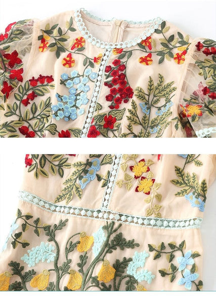 Designer Embroidered Ruche Dress